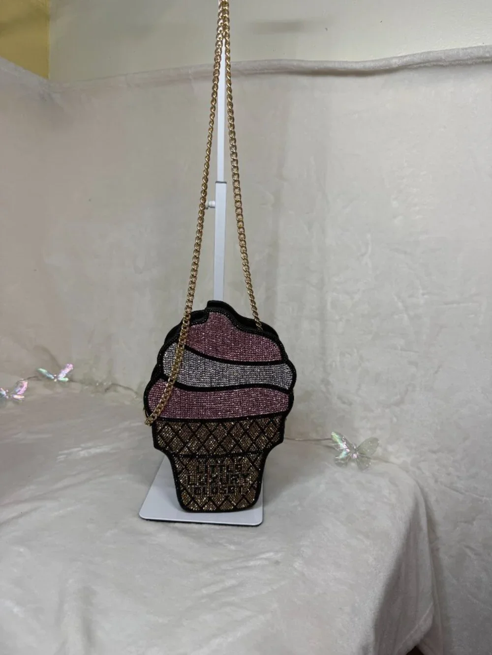 Rhinestone Ice Cream Cone Bag — Statement Piece
